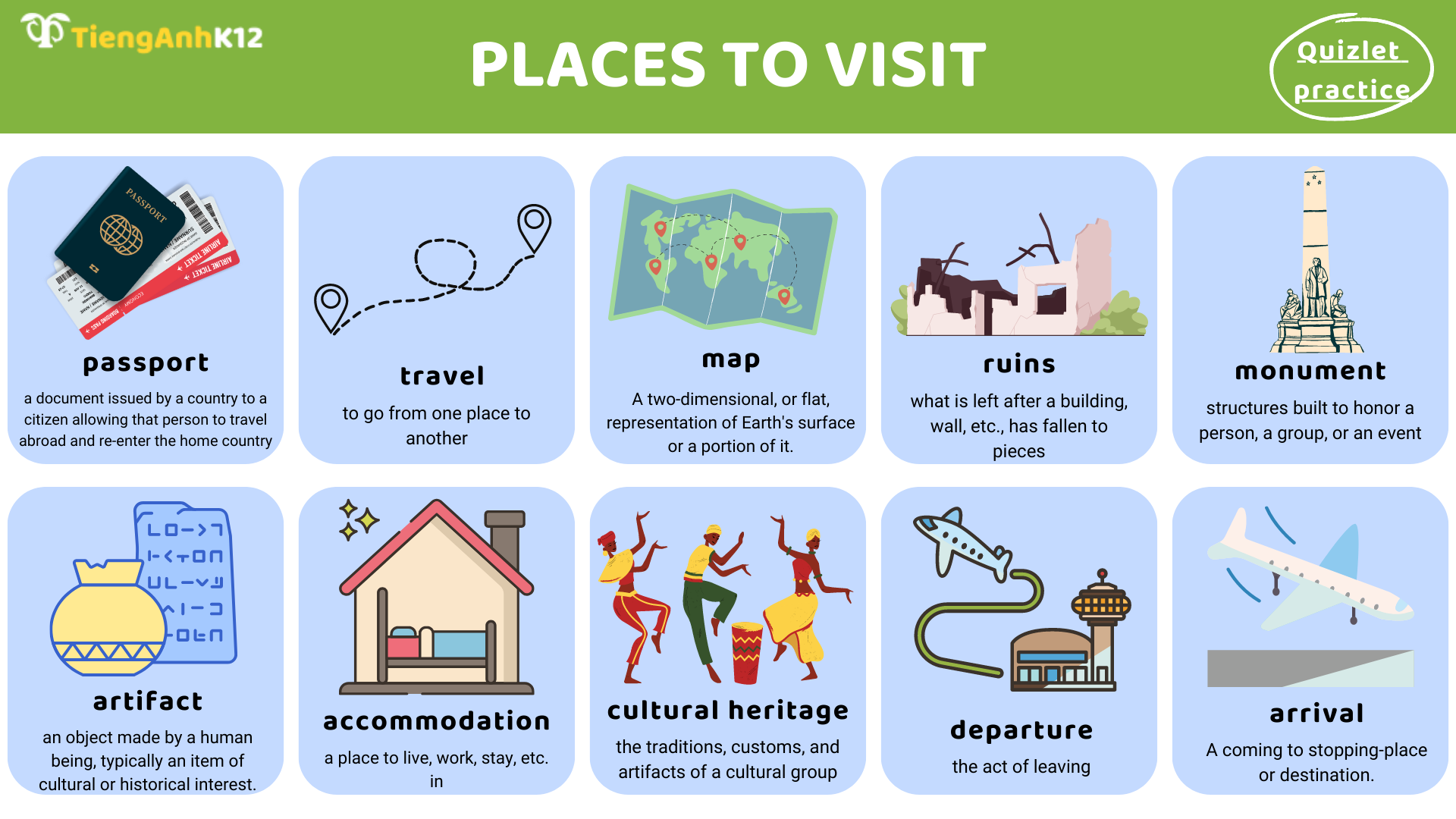 Từ vựng Toefl Primary Step 2 - Places to visit